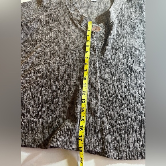 COPY - Rafael Woman Abstract Seersucker  Ribbed open cardigan size 1X brown - Picture 10 of 16